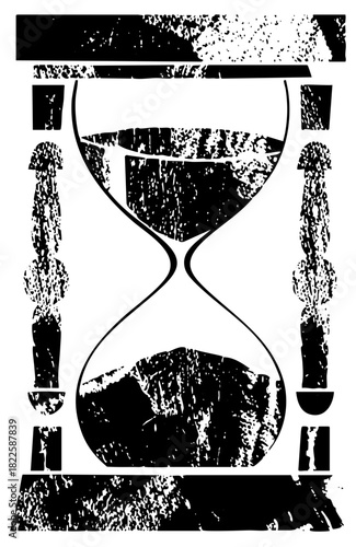 Hourglass measures time in abstract composition