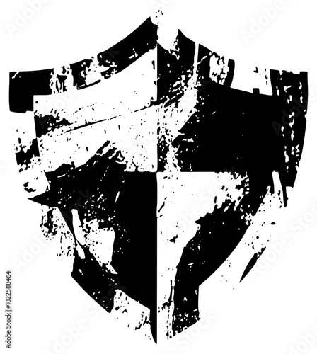 Shield Protects Security, distressed texture