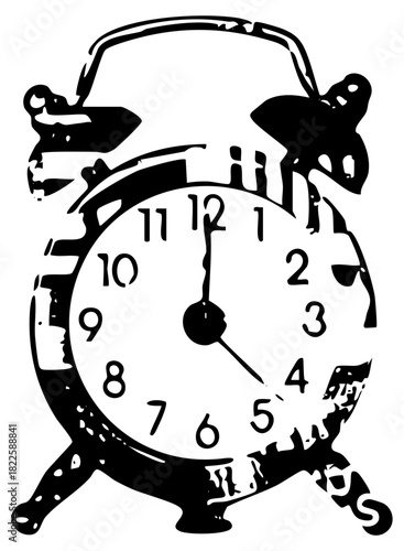 Alarm clock breaking apart in a dramatic scene