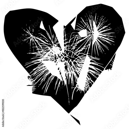 Broken heart explodes with fireworks during Valentine’s Day