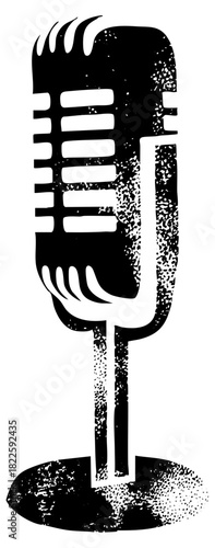 Vintage microphone illustrates broadcasting in a recording studio