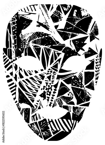 Skull Illustration Fragmented Geometry in a Graphic Design