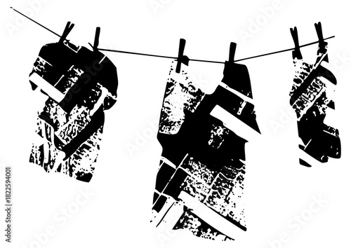 Laundry hangs drying abstract illustration