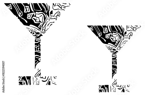 Cocktail Glasses Display Elegance in a Bar