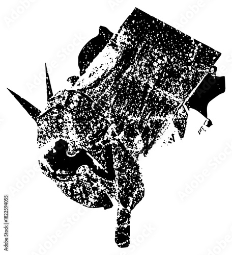 Rhinoceros head aggression in a wildlife illustration