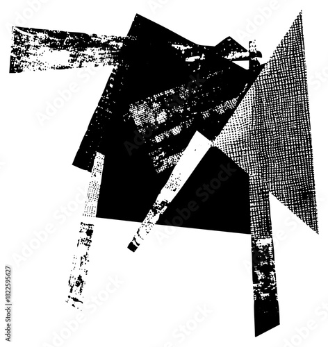 Abstract shapes interact dynamically in a composition