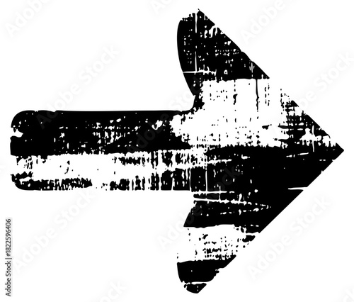 Arrow points forward with distressed texture for directional signage