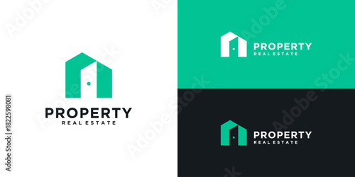 Minimalist home real estate logo design vector