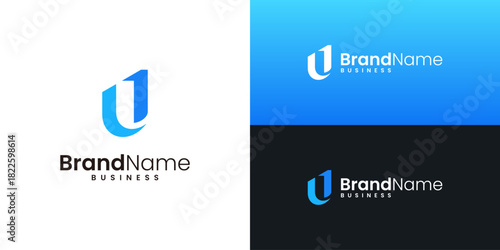 Letter U and number 1 logo design inspiration