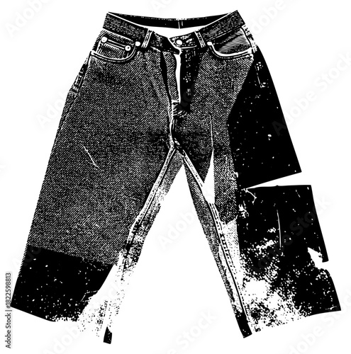 Denim jeans display texture in a fashion retail setting