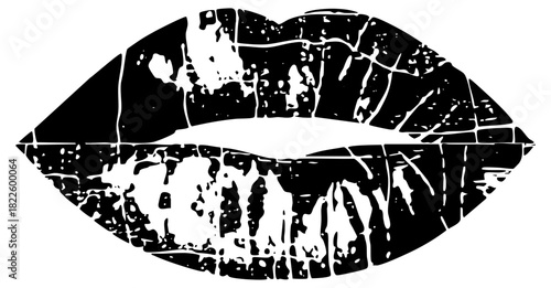 Lips imprint reveals passion on white background