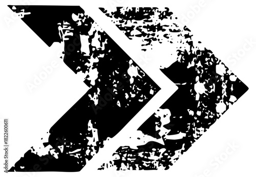 Arrow points forward with distressed texture for directional signage