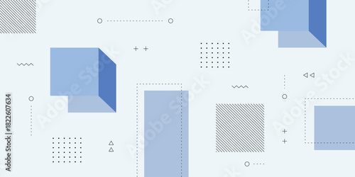 Dynamic Abstract Background with Retro Hipster Element and Soft Blue Flat Color