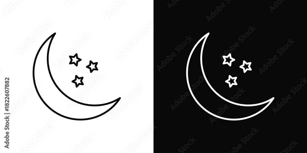 Obraz premium Moon stars icons pack set, ready to use vector