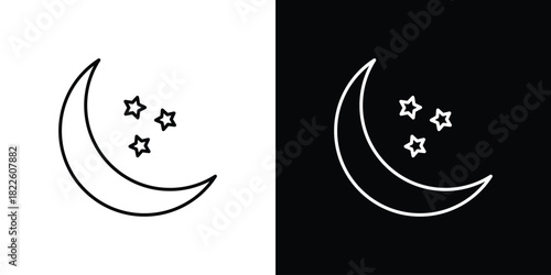Moon stars icons pack set, ready to use vector