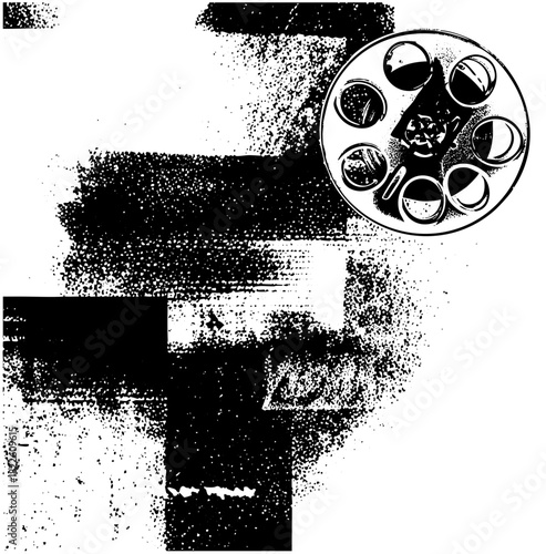 Film Reel Illustrates Retro Cinema Aesthetic