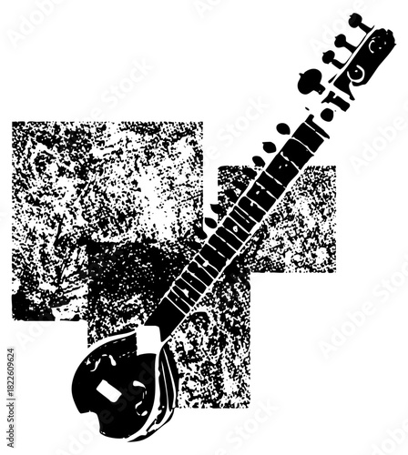 Electric guitar texture within a graphic composition