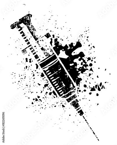 Syringe injection within medical context