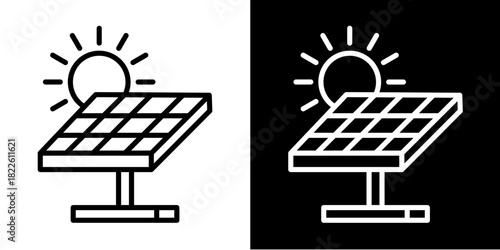 Solar Panel  Icon Set White Mix Style Collection