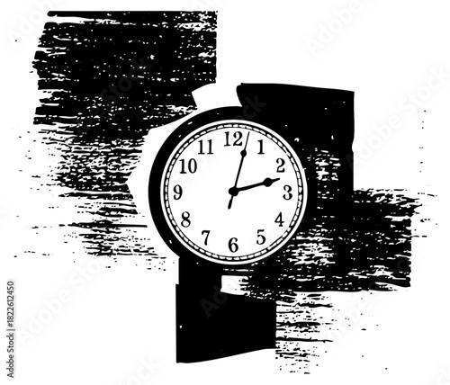 Clock time in abstract grunge composition