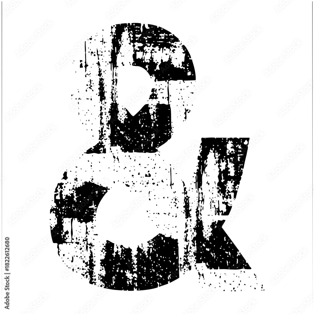 Obraz premium Grunge typography ampersand in distressed texture