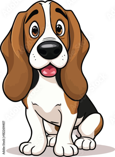 Cute cartoon a illustrator vector Basset Hound