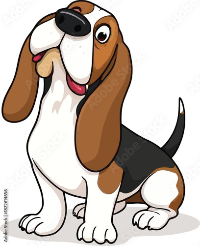 Cute cartoon a illustrator vector Basset Hound