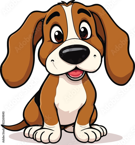 Cute cartoon a illustrator vector Basset Hound