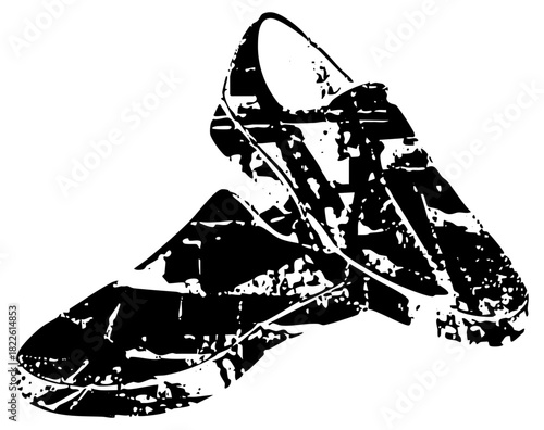 Sneakers fly through air during athletic training