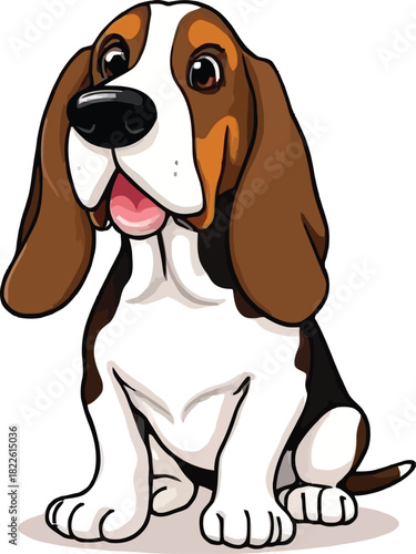 Cute cartoon a illustrator vector Basset Hound