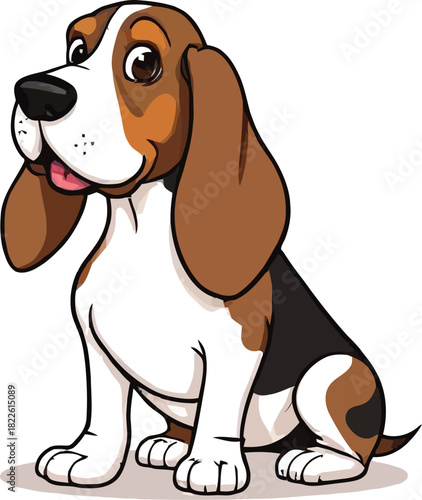 Cute cartoon a illustrator vector Basset Hound