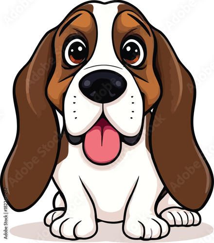 Cute cartoon a illustrator vector Basset Hound