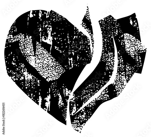 Broken heart fractures into pieces representing heartbreak and loss