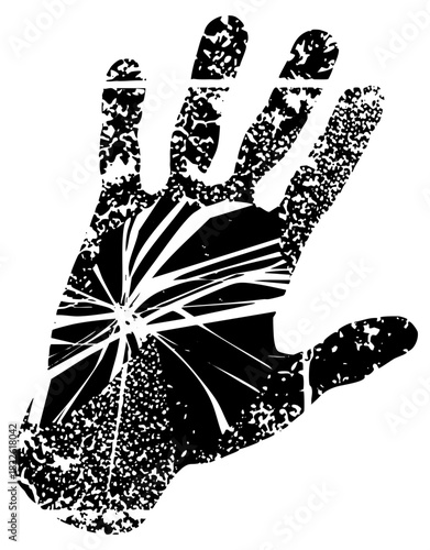 Handprint Explodes with Energy in Abstract Design