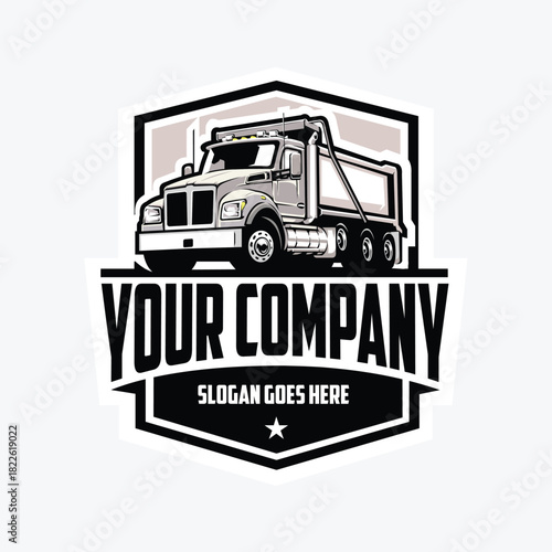 Dump truck company ready made logo vector isolated. Best for tipper and moving truck related industry