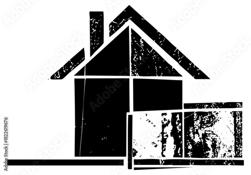 House stands distressed in a neighborhood