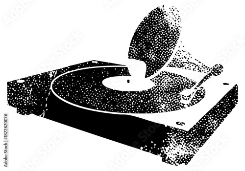 Record player spins music in a vintage studio