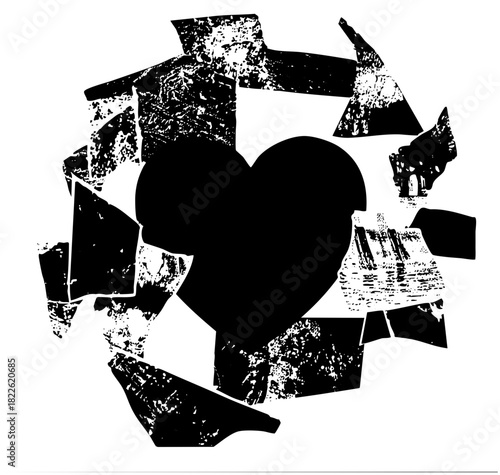 Heart Breaks Apart in Distressed Texture