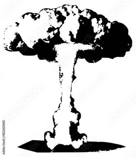 Atomic blast erupts dramatically in a post-apocalyptic landscape