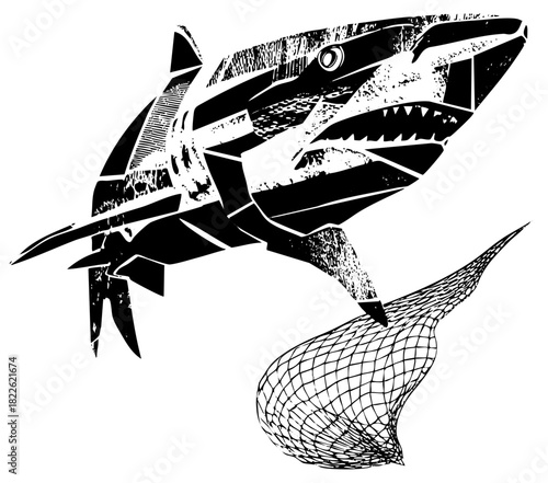 Shark Leaping Illustration for Ocean Conservation
