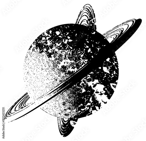 Planet orbits rings in space