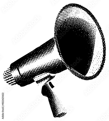 Vintage megaphone announces news at a public event