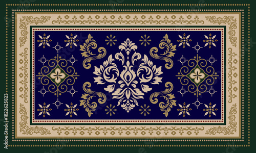 Damask rug pattern, carpet design. rug pattern Boho tribal texture,carpet pattern floral.motif,grometric. Rug design elegance, decor living dining room,bedroom. Woven carpet illustration.damask floral