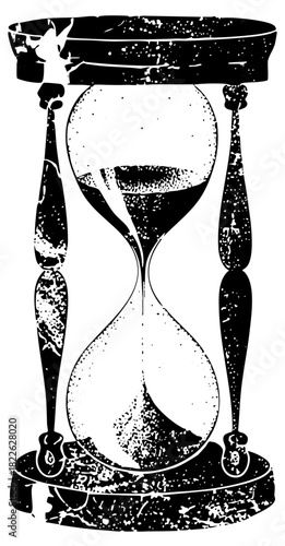 Hourglass measures time in vintage still life