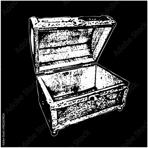 Treasure chest opens revealing emptiness in a vintage setting