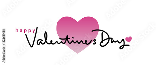 Happy Valentines Day greeting card. Calligraphic design for print cards, banner, poster Hand drawn text lettering for Valentines Day with hearts shape Vector illustration isolated on white background.