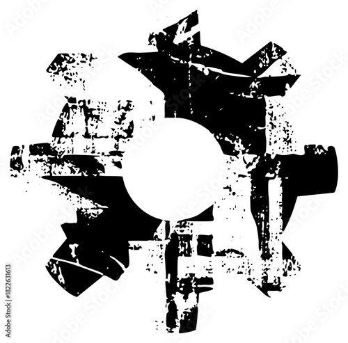 Abstract shapes explode with distressed texture in graphic design