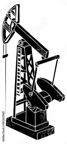 Oil pump in industrial landscape