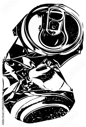 Crushed Can Illustrates Recycling in Environmental Awareness