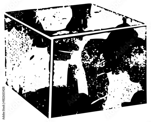 Gift box emptiness inside a stark studio